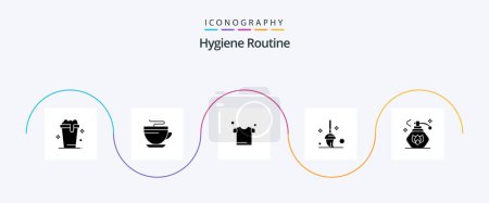 Téléchargez les illustrations : Hygiene Routine Glyph 5 Icon Pack Including . spray. clothes. cleaning. cleaning - en licence libre de droit