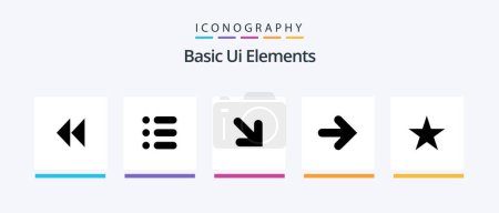 Téléchargez les illustrations : Basic Ui Elements Glyph 5 Icon Pack Including media. bookmark. arrow. right. forward. Creative Icons Design - en licence libre de droit