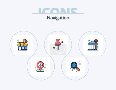 Ilustración de Navigation Line Filled Icon Pack 5 Icon Design. online. location. location. gps. file - Imagen libre de derechos