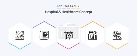 Ilustración de Hospital and Healthcare Concept 25 Line icon pack including . medical. care. hospital. hospital - Imagen libre de derechos