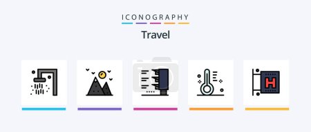 Téléchargez les illustrations : Travel Line Filled 5 Icon Pack Including cruise. bathroom. pin. bath. cup. Creative Icons Design - en licence libre de droit