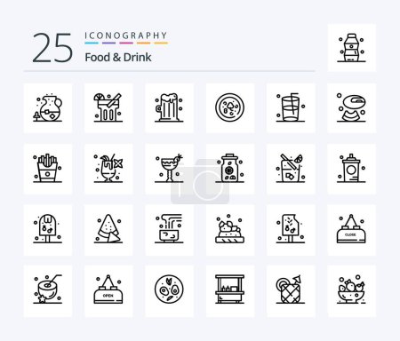 Illustration for Food And Drink 25 Line icon pack including glass. drink. food. - Royalty Free Image