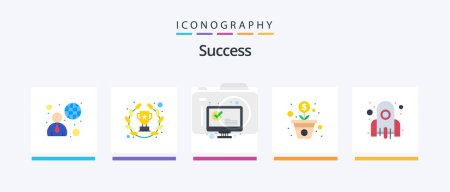 Illustration for Sucess Flat 5 Icon Pack Including plant. money. success. growth. screen. Creative Icons Design - Royalty Free Image
