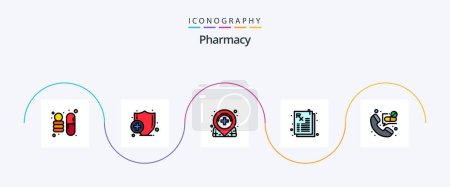 Téléchargez les illustrations : Pharmacy Line Filled Flat 5 Icon Pack Including . emergency. location. contact. prescription - en licence libre de droit
