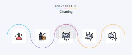 Illustration for Cleaning Line Filled Flat 5 Icon Pack Including cleaning. clean. clean. hanging. clothes - Royalty Free Image