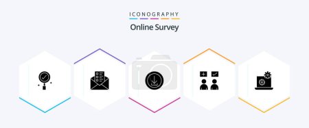 Téléchargez les illustrations : Online Survey 25 Glyph icon pack including online . answers . store - en licence libre de droit
