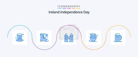 Illustration for Ireland Independence Day Blue 5 Icon Pack Including beer. money. cathedral. metal. gold - Royalty Free Image