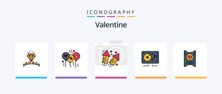Illustration for Valentine Line Filled 5 Icon Pack Including balls. love. candle. day. valentine. Creative Icons Design - Royalty Free Image