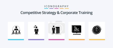 Ilustración de Competitive Strategy And Corporate Training Glyph 5 Icon Pack Including business. analysis. decision. presentation. graph. Creative Icons Design - Imagen libre de derechos