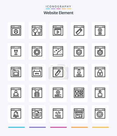 Ilustración de Creative Website Element 25 OutLine icon pack  Such As tool. interface. search. movie. film - Imagen libre de derechos