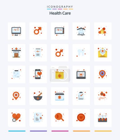 Téléchargez les illustrations : Creative Health Care 25 Flat icon pack  Such As band. . machine. nursing home. home - en licence libre de droit