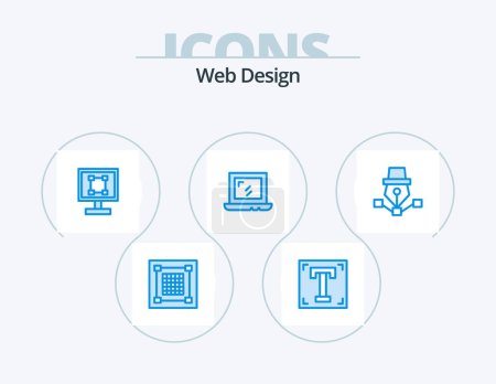 Illustration for Web Design Blue Icon Pack 5 Icon Design. laptop. web. program. application. design - Royalty Free Image