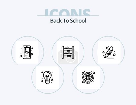 Illustration for Back To School Line Icon Pack 5 Icon Design. phone. back to school. remover. storage. drawer - Royalty Free Image