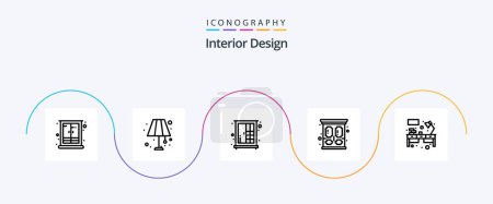 Illustration for Interior Design Line 5 Icon Pack Including desk. wardrobe. lighting home. vintage. wardrobe - Royalty Free Image
