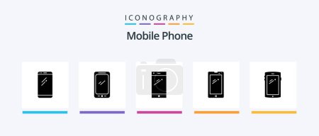 Illustration for Mobile Phone Glyph 5 Icon Pack Including .. Creative Icons Design - Royalty Free Image