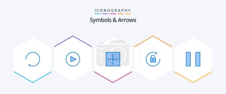 Illustration for Symbols and Arrows 25 Blue icon pack including . plus. pause - Royalty Free Image