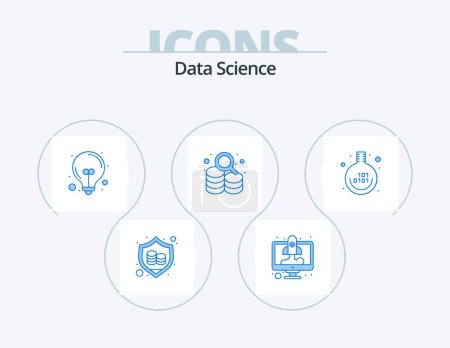 Téléchargez les illustrations : Data Science Blue Icon Pack 5 Icon Design. education. recovery. start up. drive. ideas - en licence libre de droit