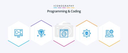 Illustration for Programming And Coding 25 Blue icon pack including development. coding. programming. develop - Royalty Free Image