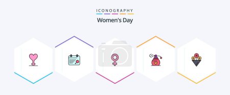Ilustración de Womens Day 25 FilledLine icon pack including . gender. . flower - Imagen libre de derechos