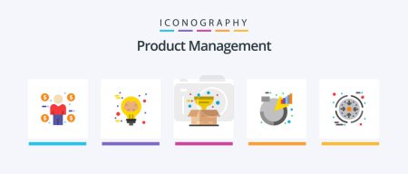 Téléchargez les illustrations : Product Management Flat 5 Icon Pack Including business. management. box. descriptions. chart. Creative Icons Design - en licence libre de droit