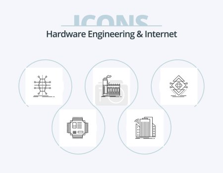 Illustration for Hardware Engineering And Internet Line Icon Pack 5 Icon Design. infrastructure. distribution. smart. technology. microchip - Royalty Free Image