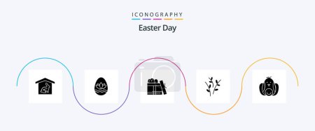 Illustration for Easter Glyph 5 Icon Pack Including baby. nature. gift. easter. buds - Royalty Free Image