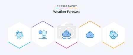 Illustration for Weather 25 Blue icon pack including . sun. cloud. rain. overcast - Royalty Free Image