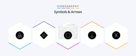 Illustration for Symbols and Arrows 25 Glyph icon pack including symbols. sign. symbols. pisces. symbol - Royalty Free Image