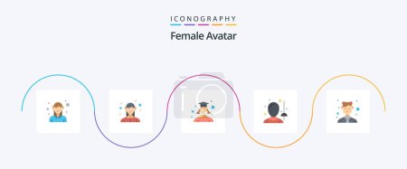 Illustration for Female Avatar Flat 5 Icon Pack Including avatar. sports. business. fencing. woman - Royalty Free Image