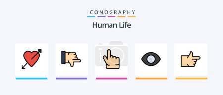 Illustration for Human Line Filled 5 Icon Pack Including vote. like. heart. left. forefinger. Creative Icons Design - Royalty Free Image