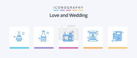 Téléchargez les illustrations : Wedding Blue 5 Icon Pack Including romance. diary. photo. book. love. Creative Icons Design - en licence libre de droit