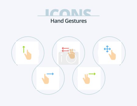 Téléchargez les illustrations : Hand Gestures Flat Icon Pack 5 Icon Design. gesture. lefts. up. gesture. hand - en licence libre de droit