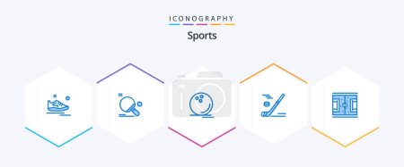 Illustration for Sports 25 Blue icon pack including ice. watchkit. table tennis. ball. game - Royalty Free Image