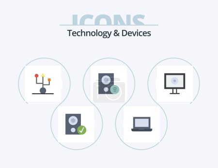 Ilustración de Devices Flat Icon Pack 5 Icon Design. signal. gadget. computers. devices. technology - Imagen libre de derechos