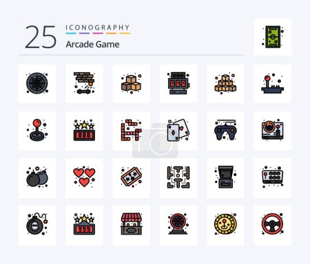 Téléchargez les illustrations : Arcade 25 Line Filled icon pack including fun. cubes. cubes. game. slot machine - en licence libre de droit