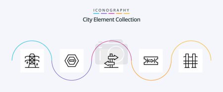 Téléchargez les illustrations : City Element Collection Line 5 Icon Pack Including journey. ticket . minus . sign - en licence libre de droit