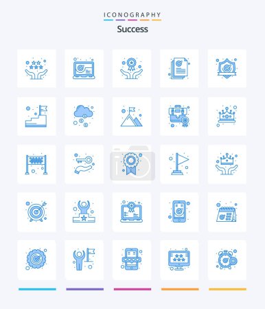 Illustration for Creative Sucess 25 Blue icon pack  Such As accept. document. up to date. checked. winning - Royalty Free Image