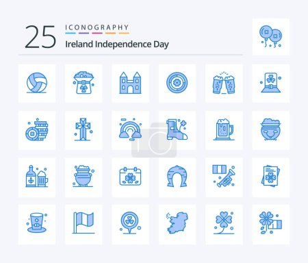 Téléchargez les illustrations : Ireland Independence Day 25 Blue Color icon pack including beer. circle. in. spring. cross - en licence libre de droit