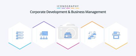 Illustration for Corporate Development And Business Management 25 Blue icon pack including social. internet. business. dialog. consulting - Royalty Free Image