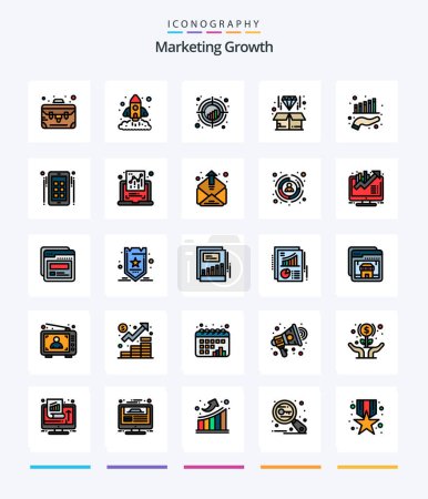 Téléchargez les illustrations : Creative Marketing Growth 25 Line FIlled icon pack  Such As business. diamond. chart. delivery. trend - en licence libre de droit