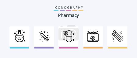 Illustration for Pharmacy Line 5 Icon Pack Including . medicine. illness. liquid. ampule. Creative Icons Design - Royalty Free Image