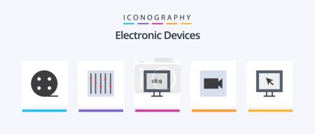 Illustration for Devices Flat 5 Icon Pack Including . smart. display. internet. video. Creative Icons Design - Royalty Free Image