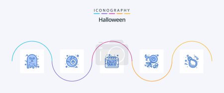 Téléchargez les illustrations : Halloween Blue 5 Icon Pack Including gallows. holiday. calendar. halloween. candy - en licence libre de droit