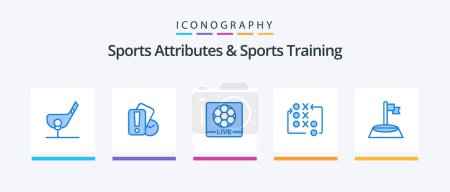 Illustration for Sports Atributes And Sports Training Blue 5 Icon Pack Including tactical. strategy. referee. move. football. Creative Icons Design - Royalty Free Image