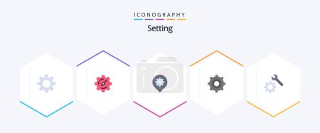 Illustration for Setting 25 Flat icon pack including . gear. location. wrench. cogs - Royalty Free Image
