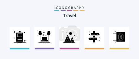 Illustration for Travel Glyph 5 Icon Pack Including hotel sign. travel. hiking. tag. location. Creative Icons Design - Royalty Free Image