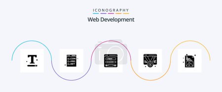 Ilustración de Web Development Glyph 5 Icon Pack Including promotion. badge. development. web. login - Imagen libre de derechos