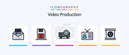 Illustration for Video Production Line Filled 5 Icon Pack Including message envelope. email. news target. watch video. play button. Creative Icons Design - Royalty Free Image