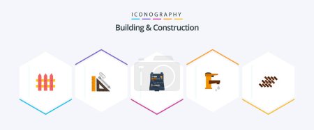 Illustration for Building And Construction 25 Flat icon pack including water. hand. clip. tapwater. repair - Royalty Free Image