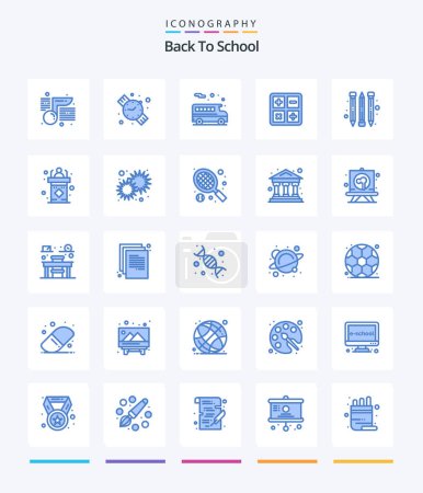 Téléchargez les illustrations : Creative Back To School 25 Blue icon pack  Such As dais. school supplies. school. pencil. education - en licence libre de droit